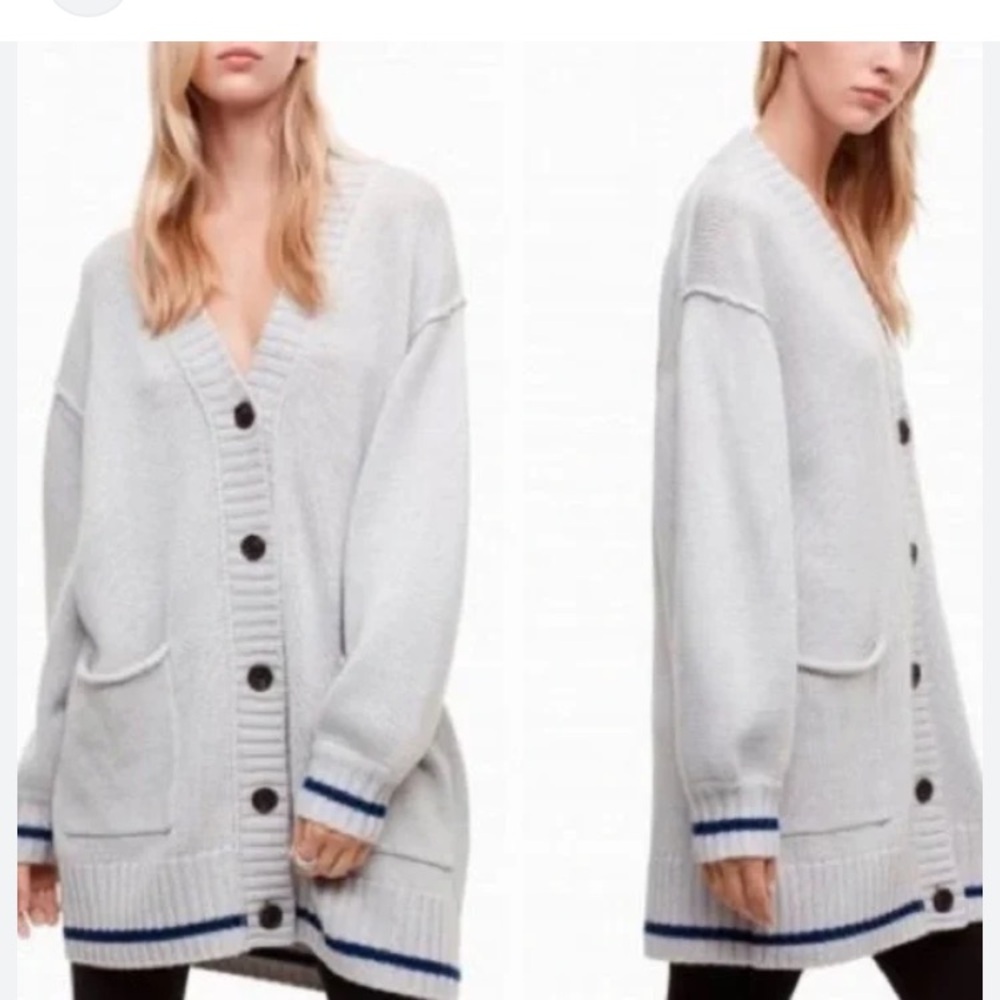 Aritzia Wilfred Free Velzen sweater merino wool cardigan size 2 grey medium